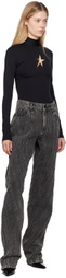 Mugler Black Washed Spiral Baggy Jeans