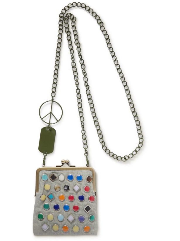 Photo: KAPITAL - Embellished Denim Pouch with Metal Chain