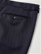 Saman Amel - Straight-Leg Pleated Herringbone Wool-Twill Suit Trousers - Blue