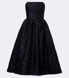 Carolina Herrera Floral jacquard bustier cocktail dress