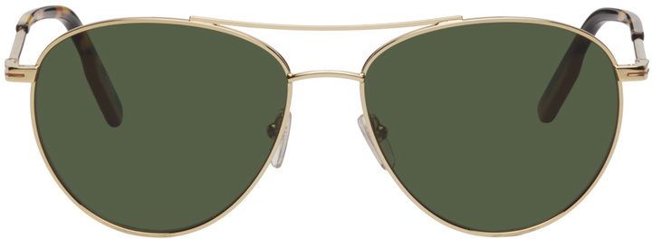 Photo: ZEGNA Gold & Green Aviator Sunglasses