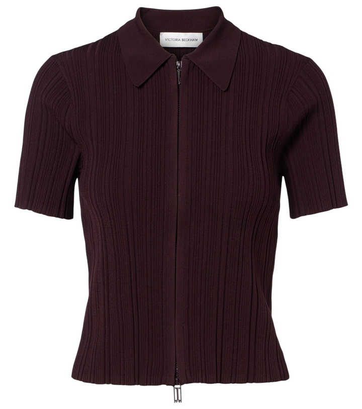 Photo: Victoria Beckham Ribbed-knit zip-up top