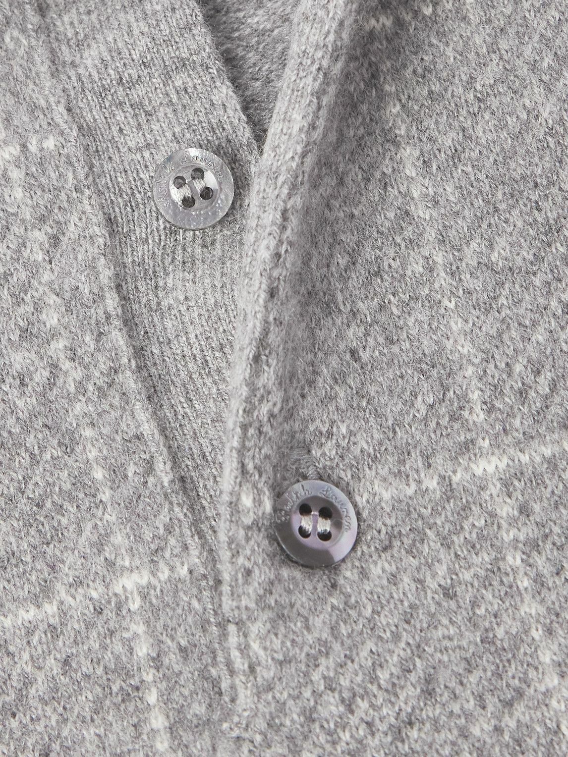 Ralph Lauren Purple label - Checked Cashmere Polo Shirt - Gray