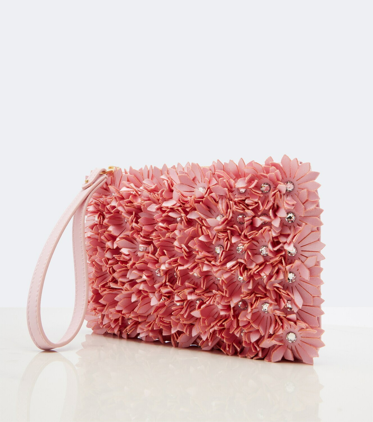 Valentino Garavani Floral-appliqué satin pouch