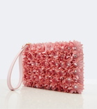 Valentino Garavani Floral-appliqué satin pouch
