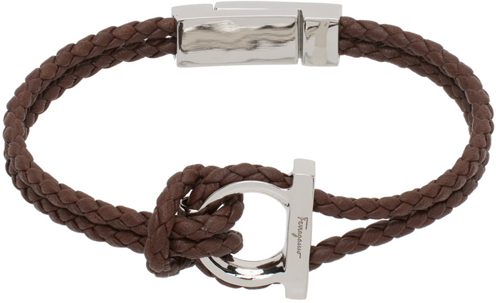 Photo: Ferragamo Brown Braided Gancini Bracelet