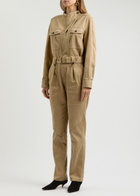 Isabel Marant Jelica Belted Cotton Jumpsuit Beige
