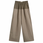 ST. Agni Women's Relaxed Splice Pants in Khaki Pinstripe