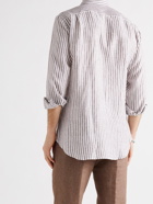 LORO PIANA - Striped Linen Shirt - Brown - M