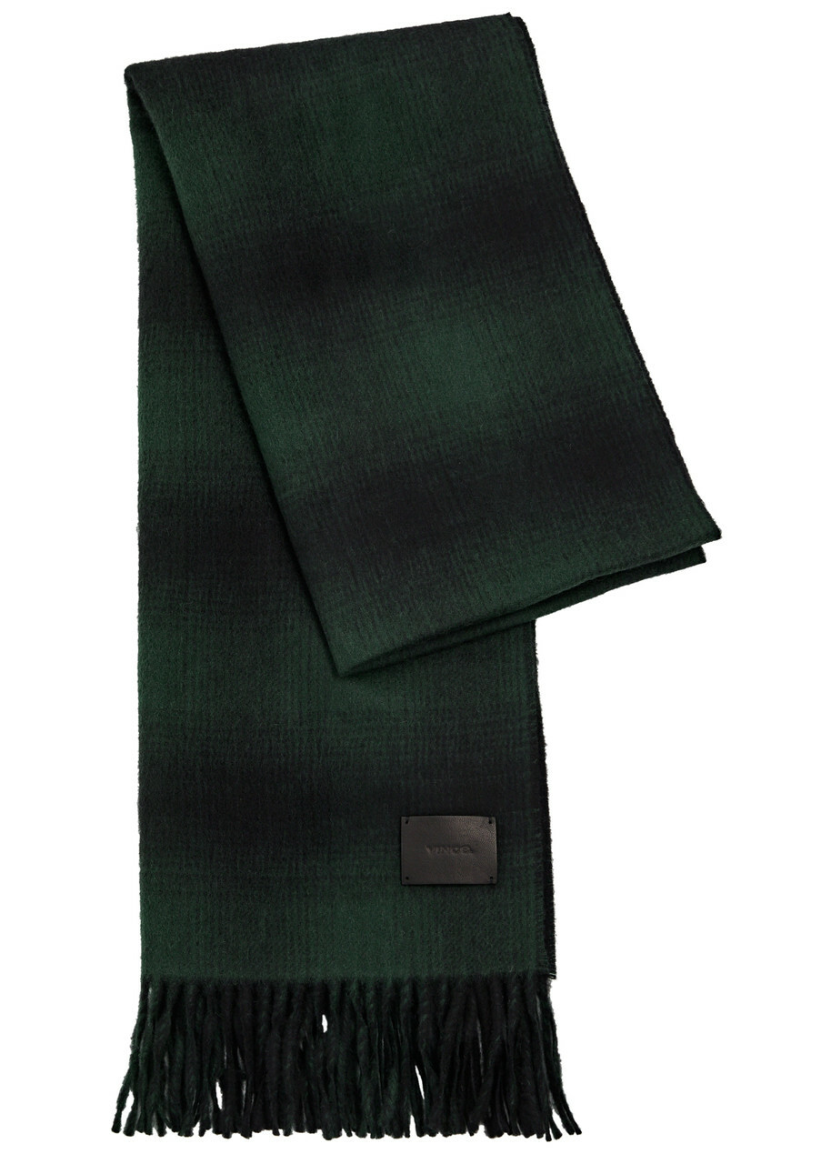 Vince Shadow Plaid Cashmere Scarf - Green - One Size
