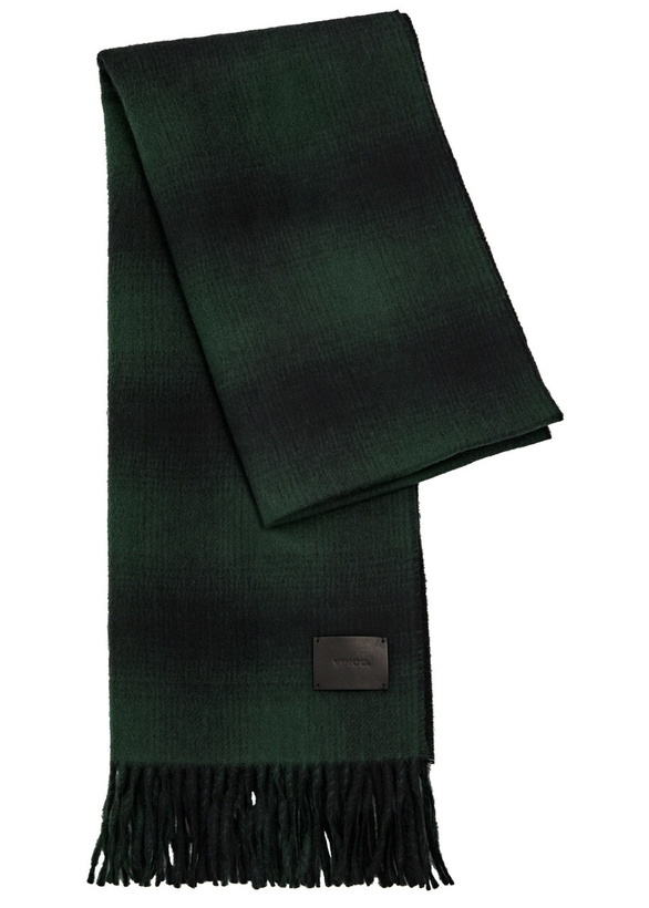 Photo: Vince Shadow Plaid Cashmere Scarf - Green - One Size