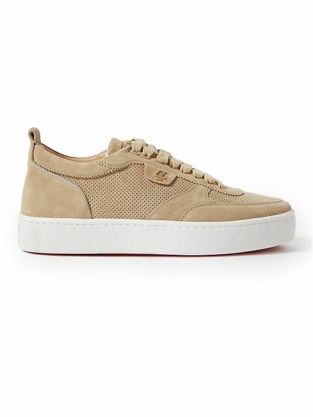 Photo: Christian Louboutin - Happyrui Perforated Suede Sneakers - Neutrals