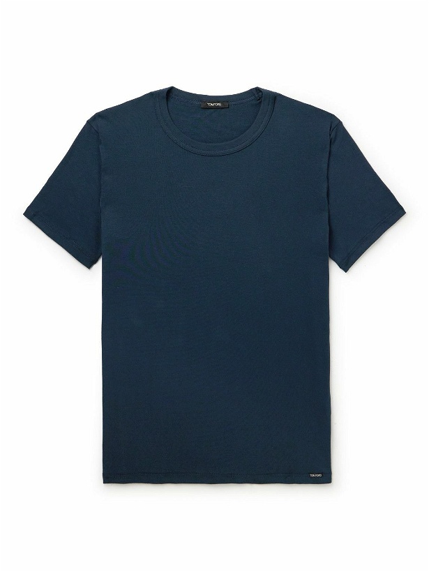 Photo: TOM FORD - Slim-Fit Stretch-Cotton Jersey T-Shirt - Blue