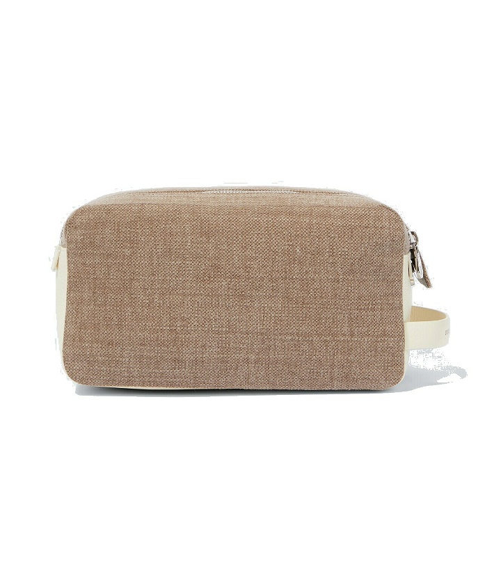 Photo: Brunello Cucinelli - Leather-trimmed cotton and linen pouch