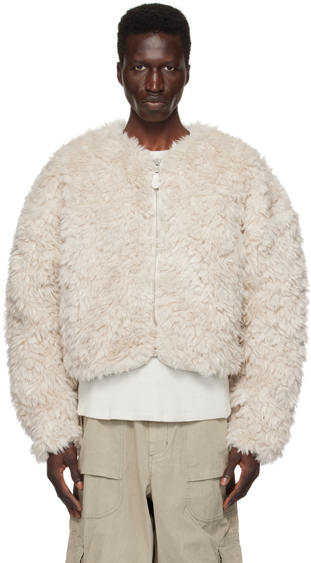 Photo: Entire Studios Taupe Shaggy Faux-Shearling Jacket