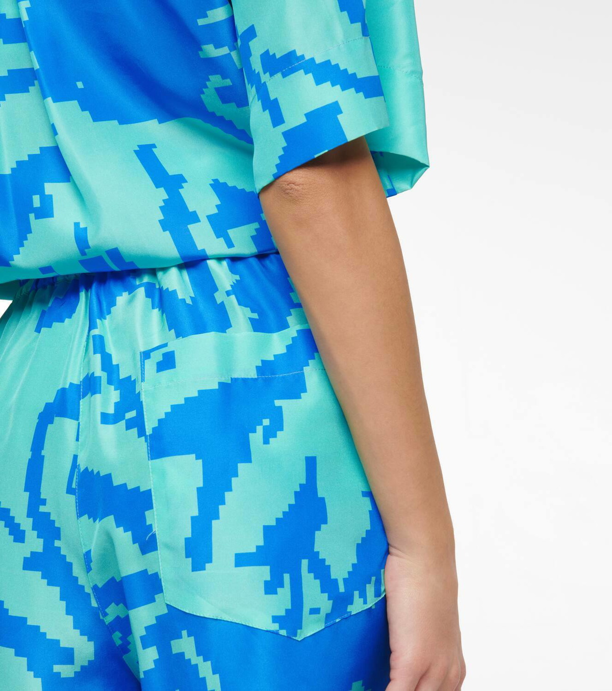 Lee Mathews Pixel high-rise silk shorts