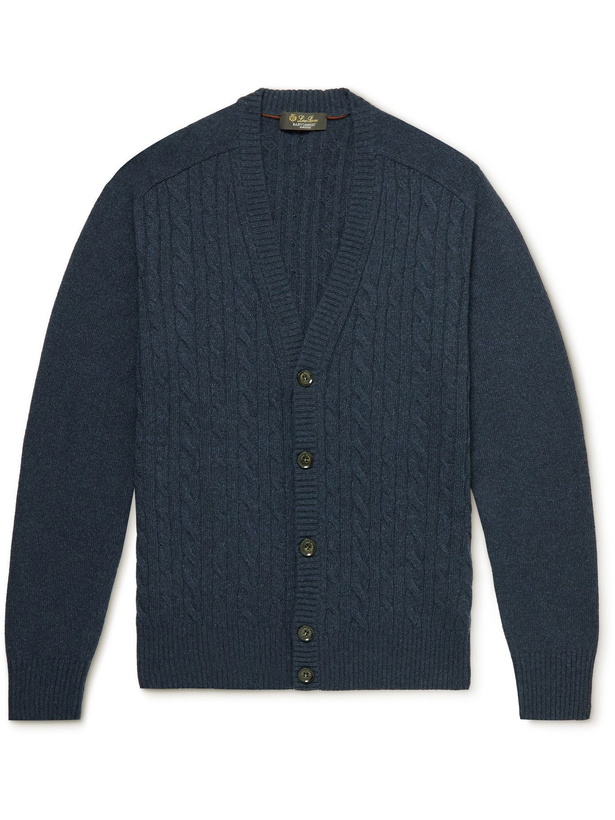 Photo: LORO PIANA - Cable-Knit Baby Cashmere Cardigan - Blue