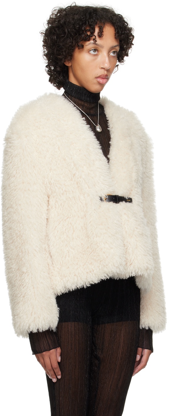 Recto Off·White Belted Faux-Shearling Jacket Recto