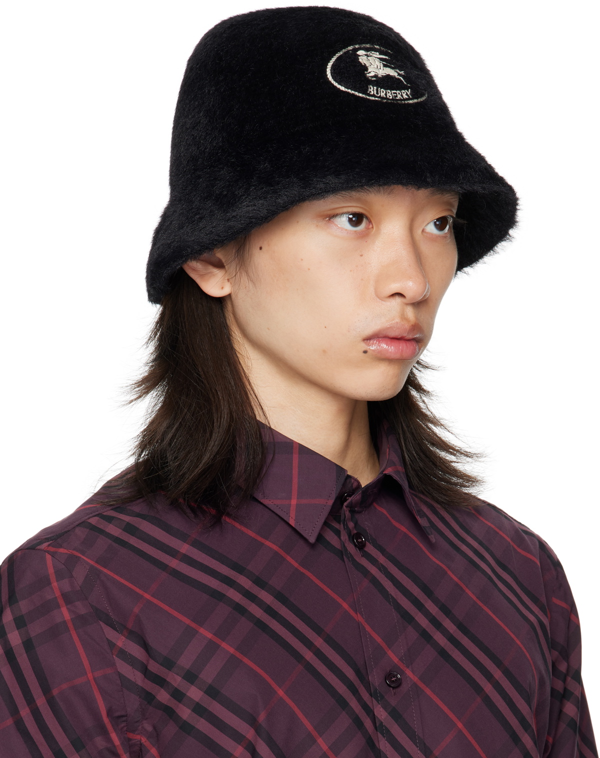 Burberry Black Knight Stamp Faux Fur Bucket Hat