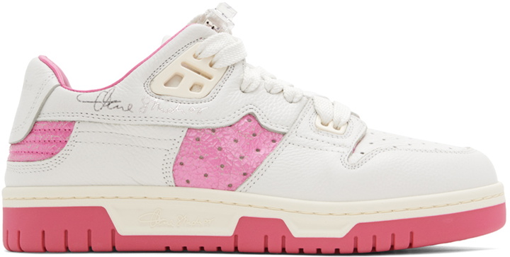 Photo: Acne Studios White & Pink Leather Low Top Sneakers