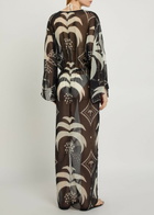 Johanna Ortiz Spiritual Healers Patterned Georgette Maxi Kaftan Black