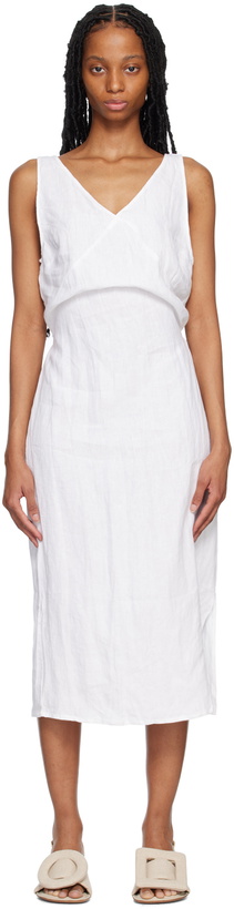 Photo: Deiji Studios White V-Neck Midi Dress