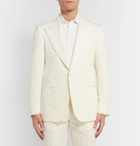 Kingsman - Ivory Faille-Trimmed Cotton, Linen and Silk-Blend Tuxedo Jacket - White