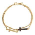 Dsquared2 Gold and Wood Double Cross Bracelet