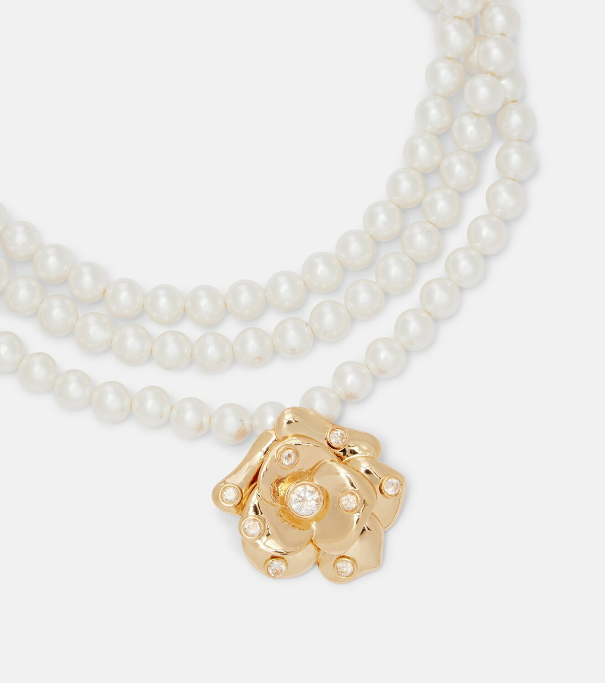 Self-Portrait Crystal-embellished floral choker