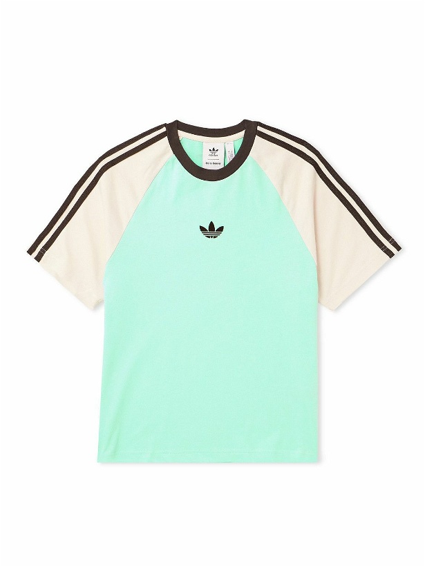 Photo: adidas Consortium - Wales Bonner Logo-Embroidered Striped Cotton-Jersey T-Shirt - Green