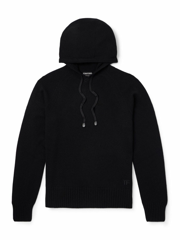 Photo: TOM FORD - Logo-Embroidered Cashmere Hoodie - Black
