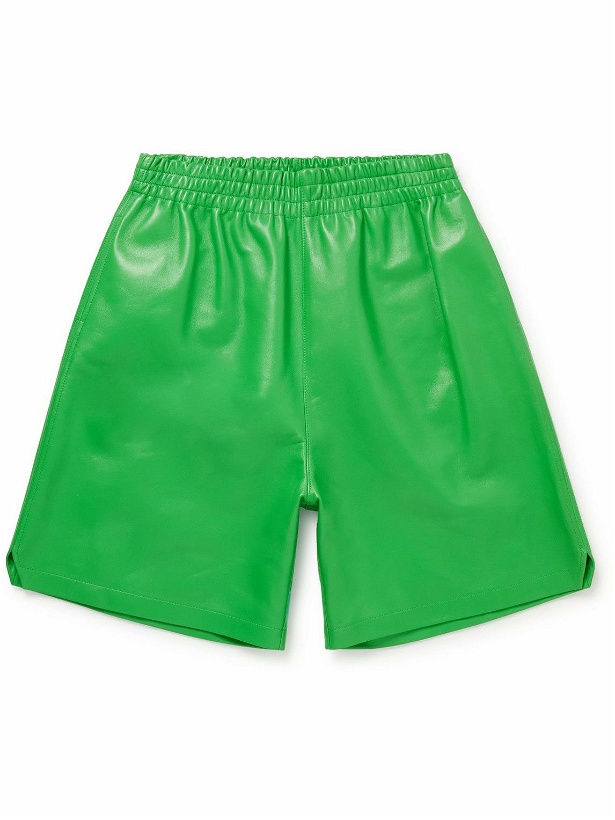 Photo: Bottega Veneta - Wide-Leg Leather Shorts - Green