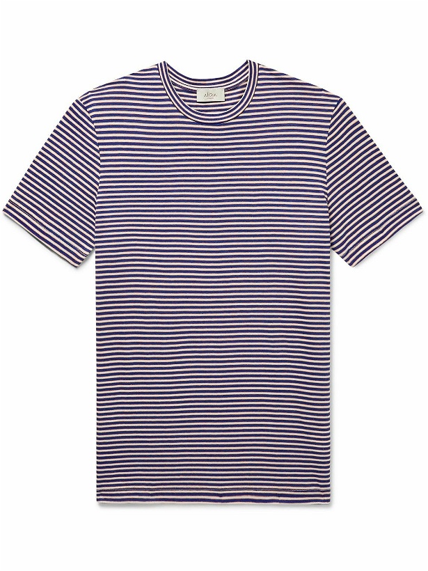 Photo: Altea - Lewis Striped Linen and Cotton-Blend Jersey T-Shirt - Blue