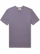Altea - Lewis Striped Linen and Cotton-Blend Jersey T-Shirt - Blue