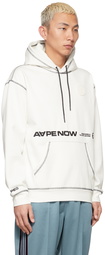 AAPE by A Bathing Ape White Logo Fleece Hoodie