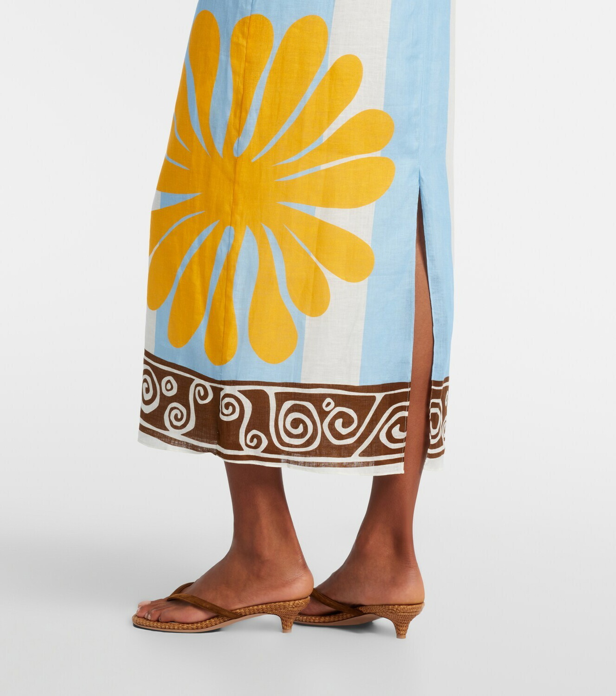 Cala de la Cruz Nara cutout striped linen midi dress