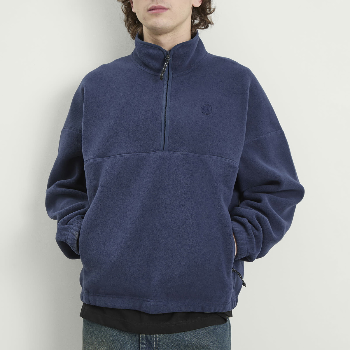 Polar Skate Co. Men's Ivan Half Zip Fleece Sweatshirt in Grey Blue