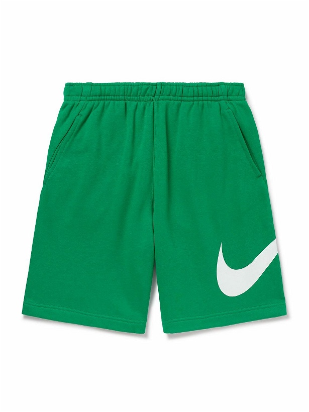 Photo: Nike - Sportswear Club Straight-Leg Cotton-Blend Jersey Shorts - Green