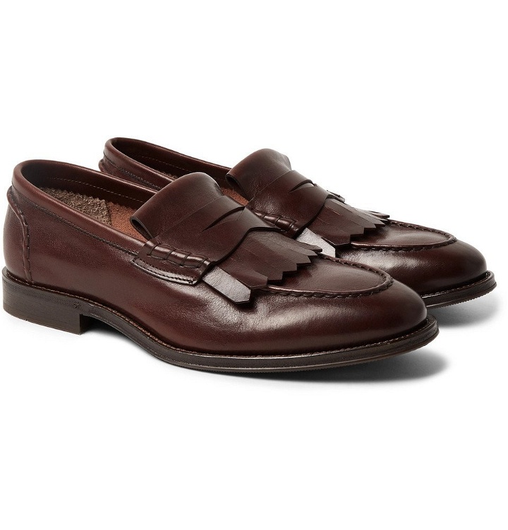 Photo: Brunello Cucinelli - Leather Kiltie Loafers - Dark brown