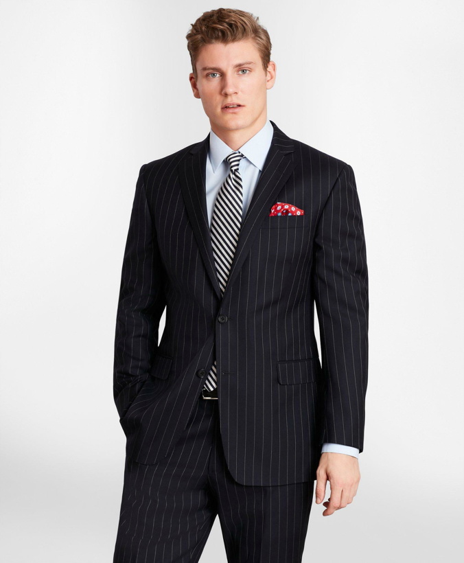 Photo: Brooks Brothers Men's Milano-Fit Bead-Stripe Twill Suit Jacket | Navy