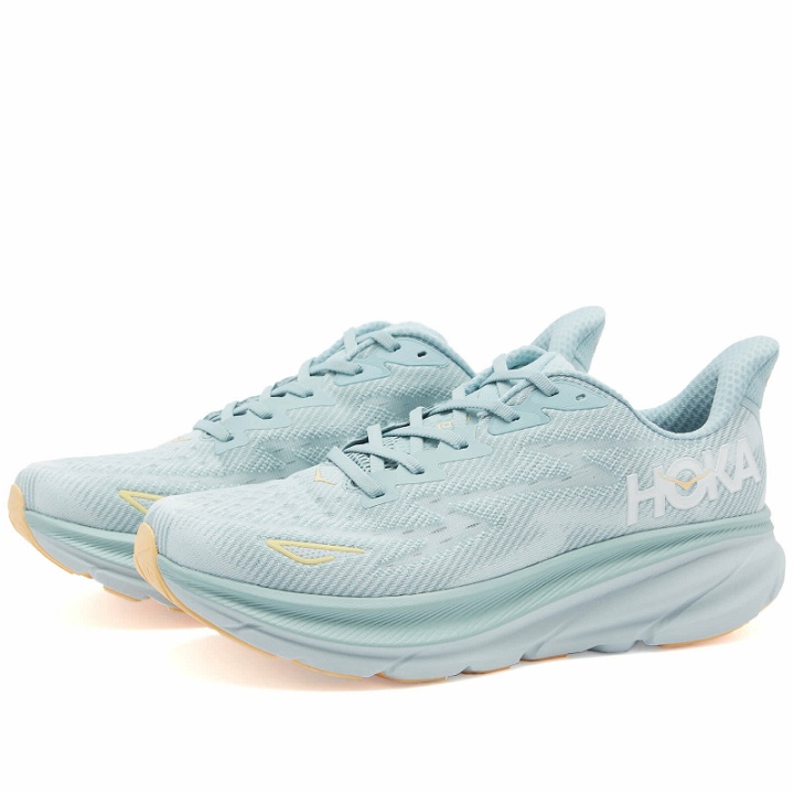 Photo: Hoka One One Men's Clifton 9 Sneakers in Cloud Blue/Ice Flow