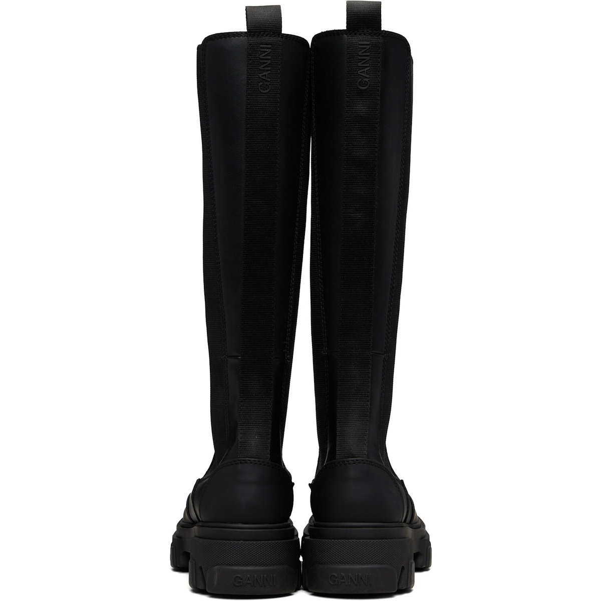 GANNI Black Cleated High Chelsea Boots