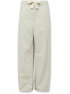 Nanushka - Tymeo Wide-Leg Cotton and Linen-Blend Twill Drawstring Trousers - Neutrals