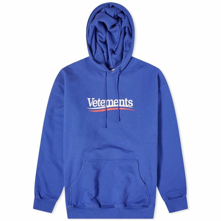 Photo: Vetements Men's Campaign Logo Hoodie in Royal Blue