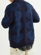 Beams Plus - Jacquard-Knit Cotton Cardigan - Blue