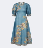 Alémais Joan floral linen midi dress