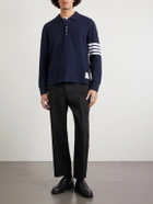 Thom Browne - Striped Cotton-Piqué Polo Shirt - Blue