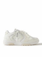 Off-White - Out of Office Suede-Trimmed Leather and Mesh Sneakers - Silver