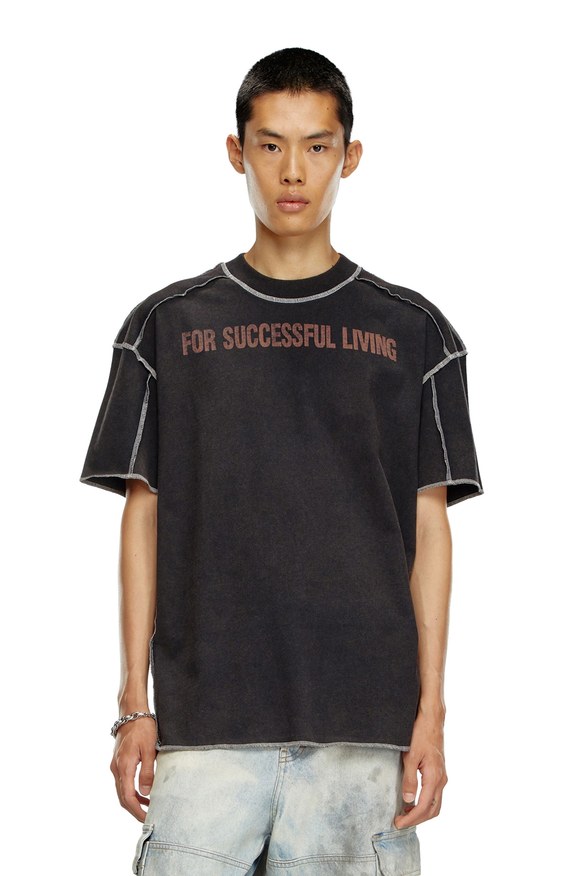 Diesel T-shirt with inside-out effect - T-Shirts Mens in Black Diesel