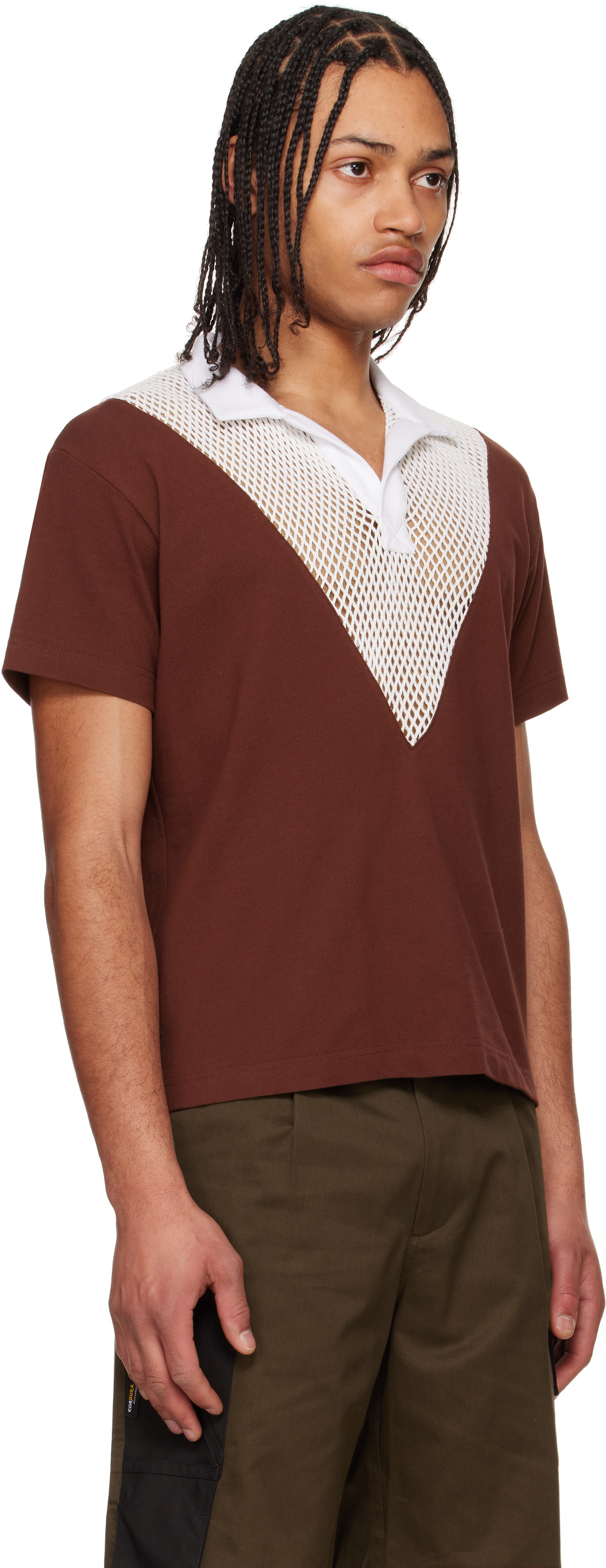 Olly Shinder White & Burgundy V Hybrid Polo